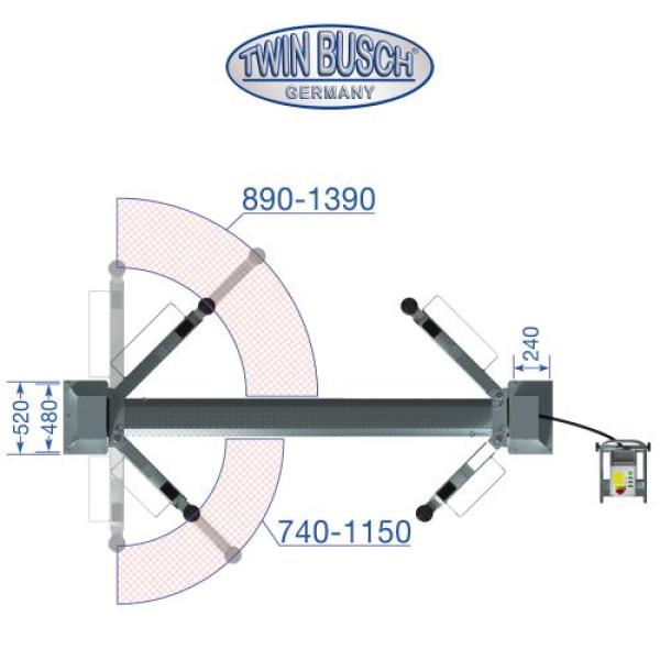 Twin Busch 2 Säulen Hebebühne TW242M 4.2t – BASIC LINE – halbautomatische Entriegelung vollverzinkt